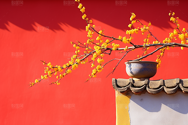 冬天腊梅花寒冷芬芳摄影图