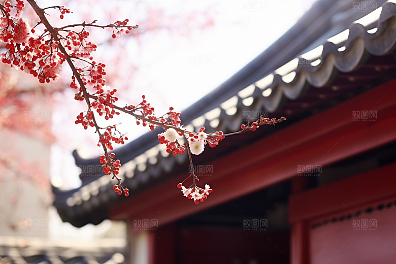 冬天腊梅花芬芳园林摄影图