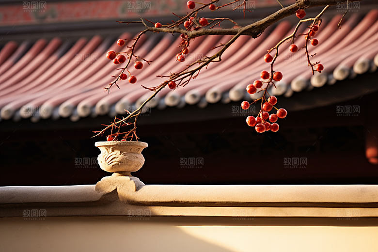 冬天腊梅花自然植物摄影图