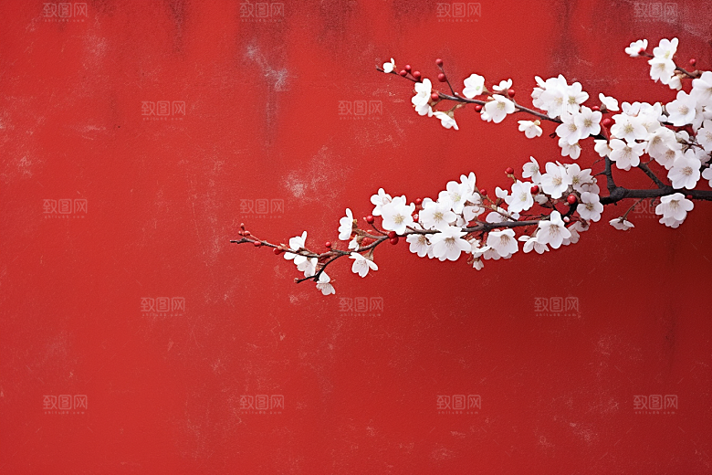 冬天腊梅花园林中国风摄影图