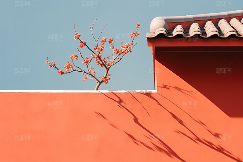 冬天腊梅花自然新中式摄影图