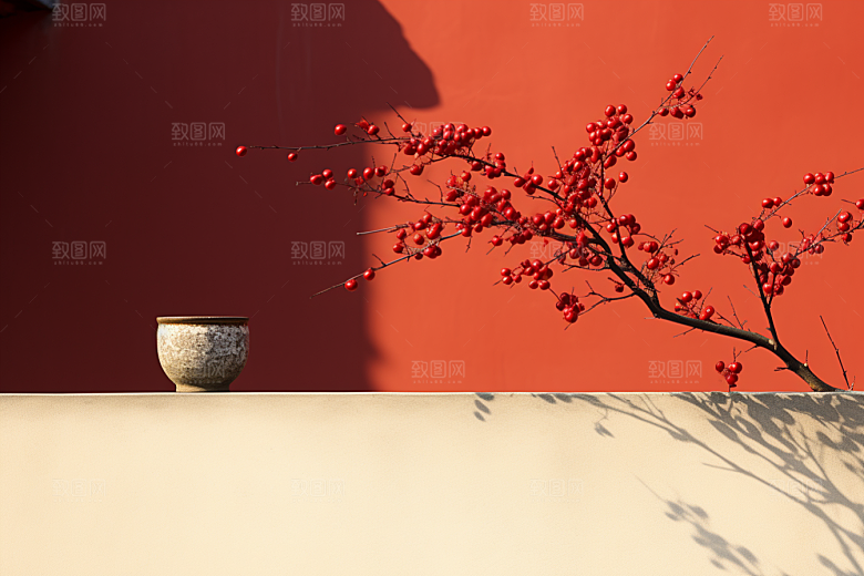冬天腊梅花寒冷园林摄影图