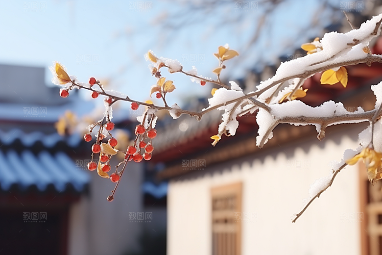 冬天腊梅花寒冷花卉摄影图