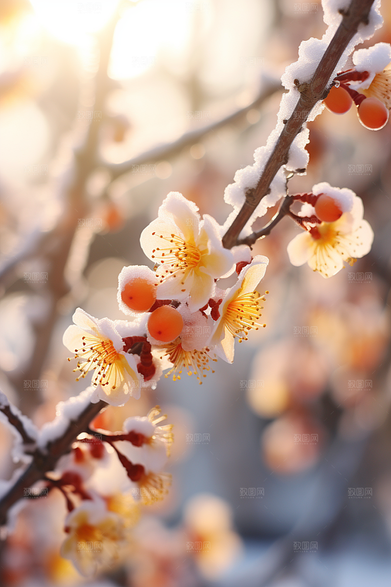 冬天腊梅花花卉高清摄影图