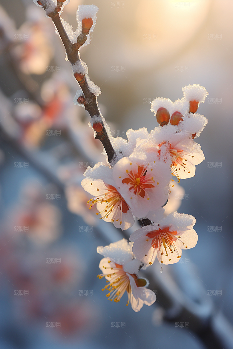 冬天腊梅花优雅园林摄影图