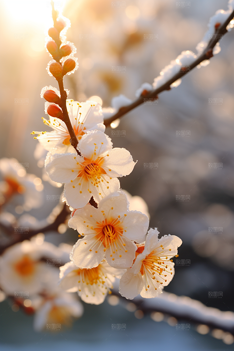 冬天腊梅花芬芳植物摄影图