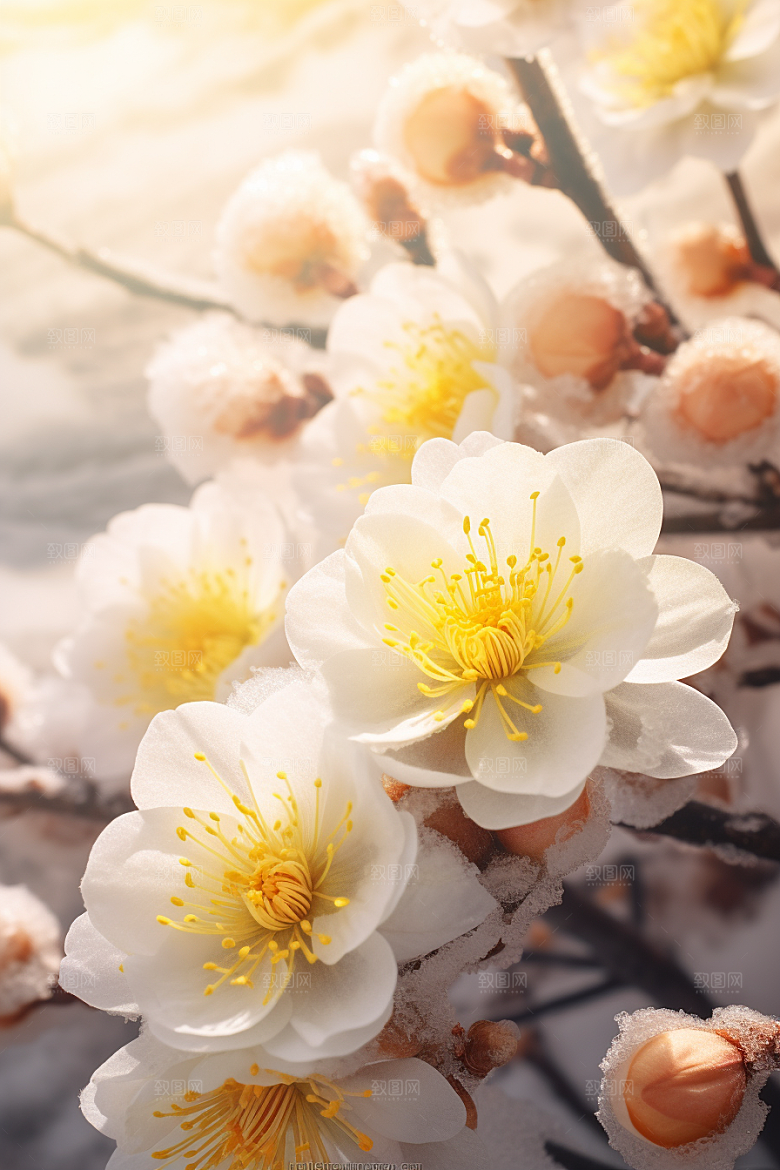 冬天腊梅花优雅花卉摄影图