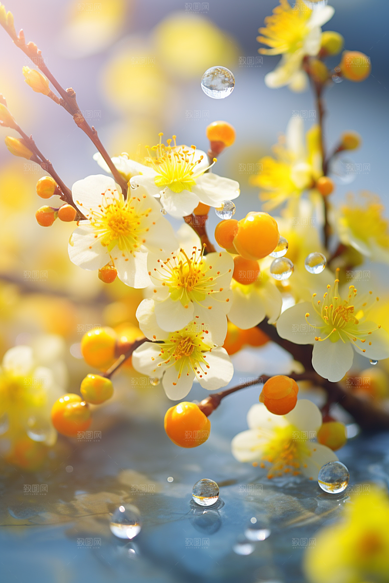 冬天腊梅花冬季芬芳摄影图