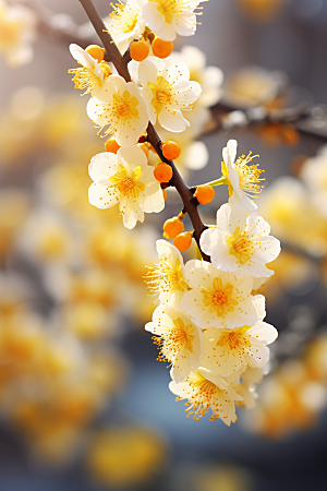 冬天腊梅花植物中国风摄影图