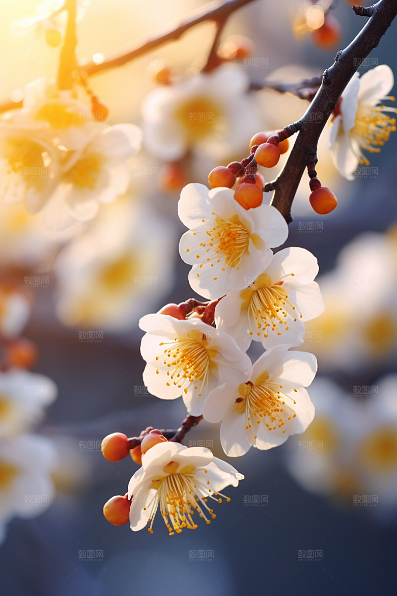 冬天腊梅花寒冷花卉摄影图
