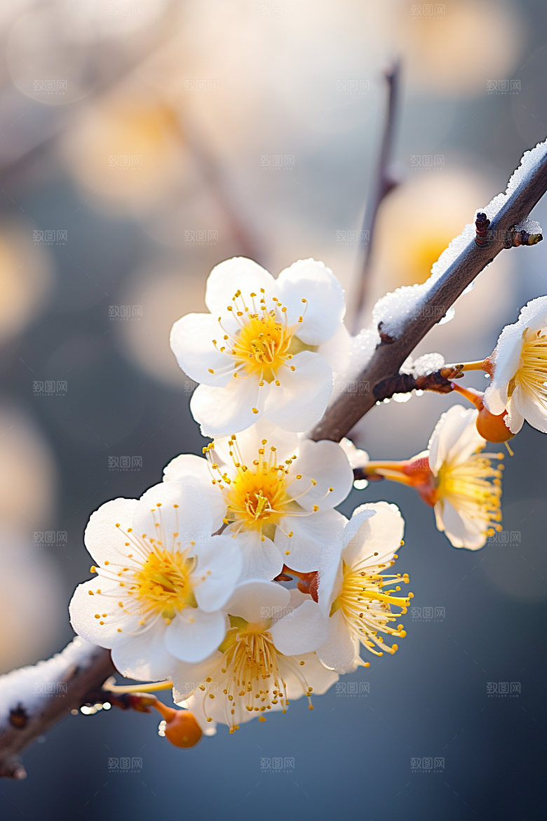 冬天腊梅花植物自然摄影图