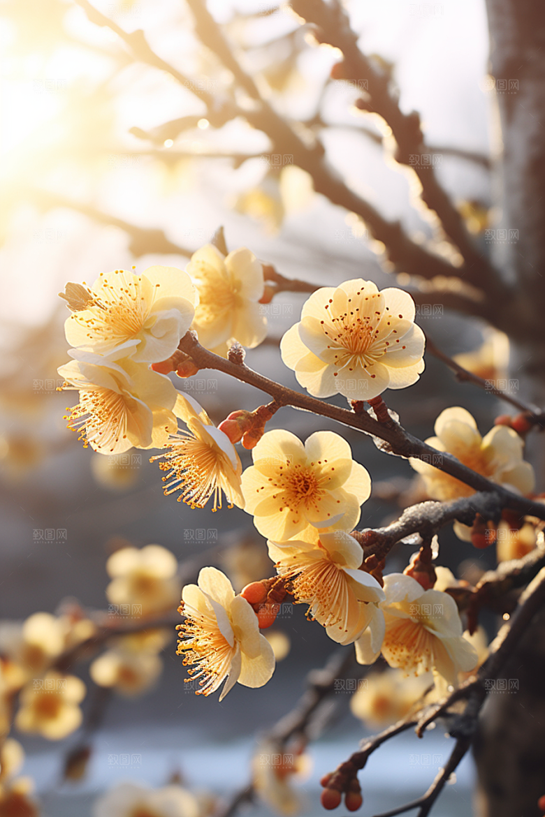 冬天腊梅花植物优雅摄影图