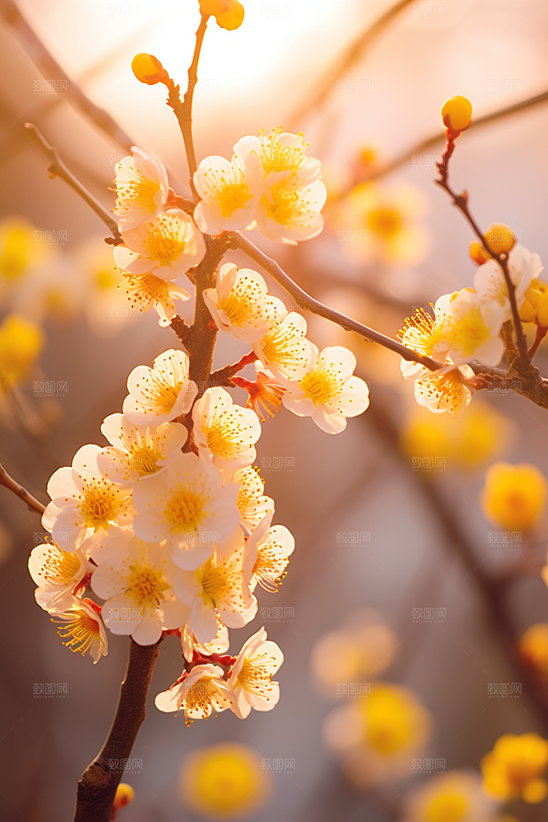 冬天腊梅花花卉高清摄影图