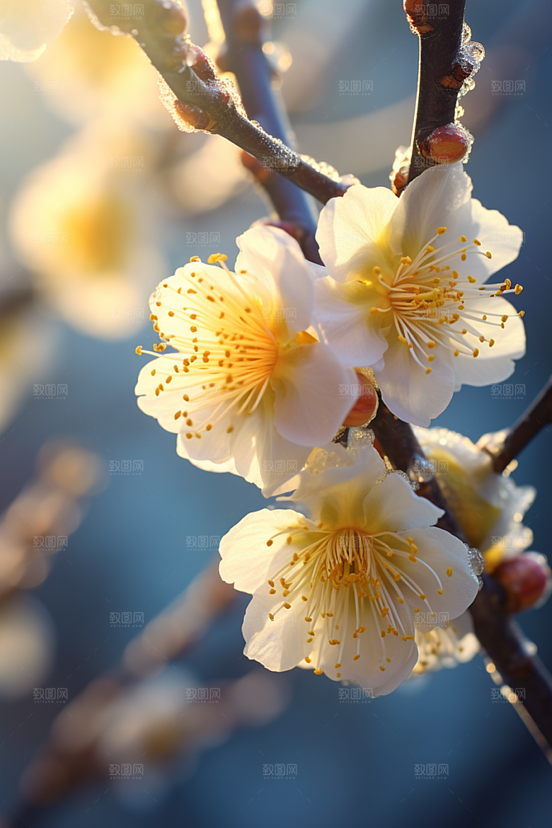 冬天腊梅花花卉寒冷摄影图