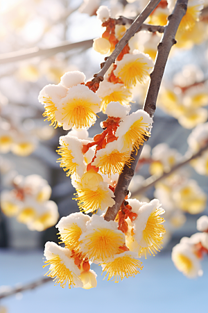 冬天腊梅花新中式植物摄影图