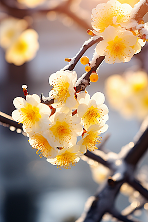 冬天腊梅花植物新中式摄影图