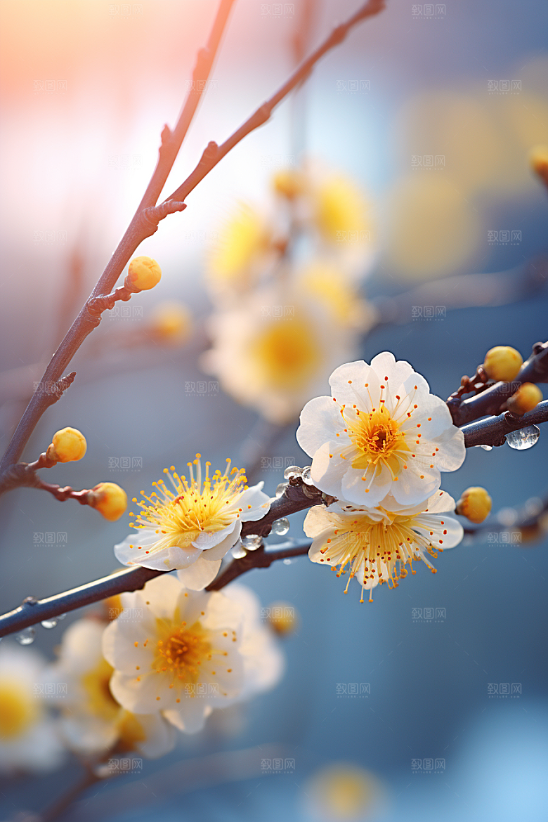 冬天腊梅花寒冷传统摄影图