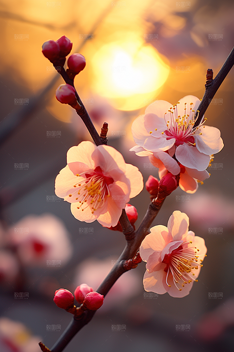 冬天腊梅花优雅传统摄影图