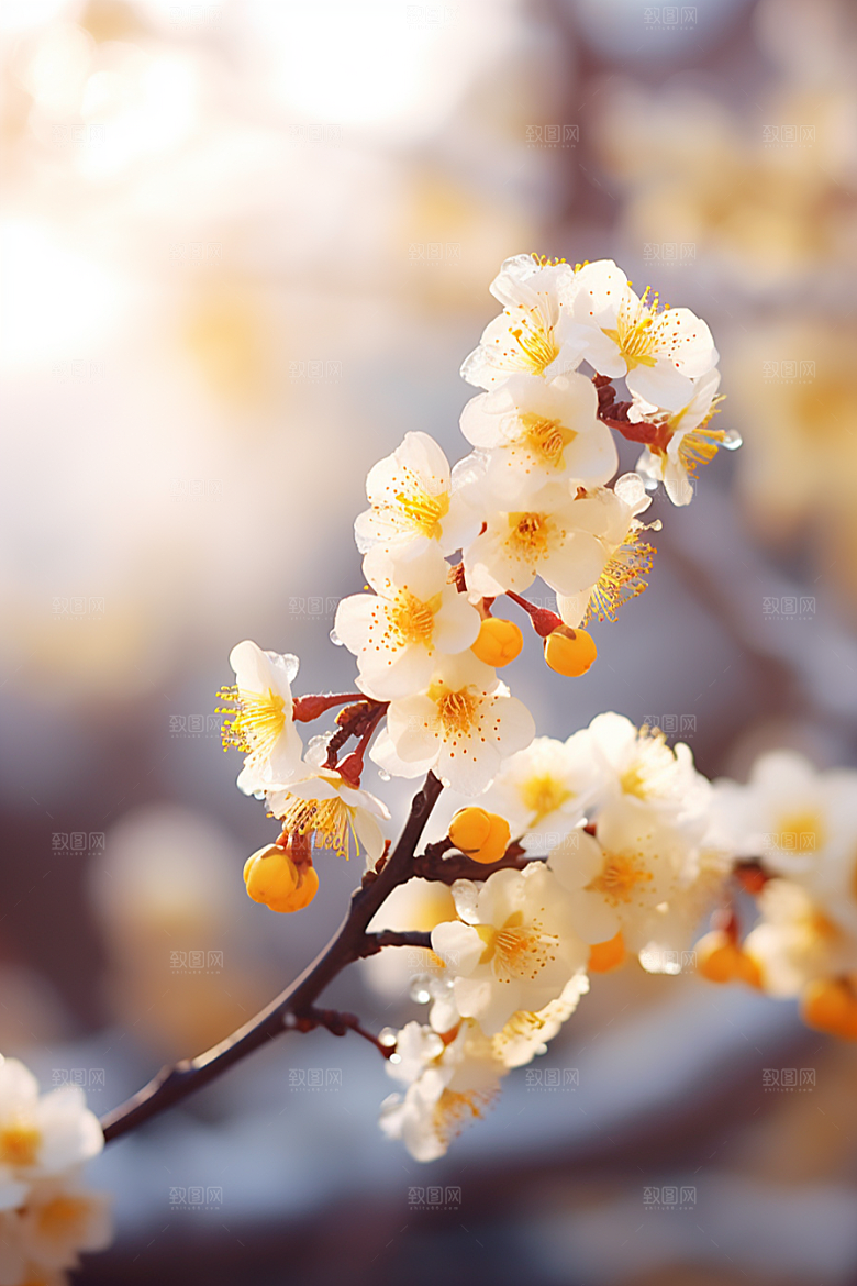 冬天腊梅花植物寒冷摄影图