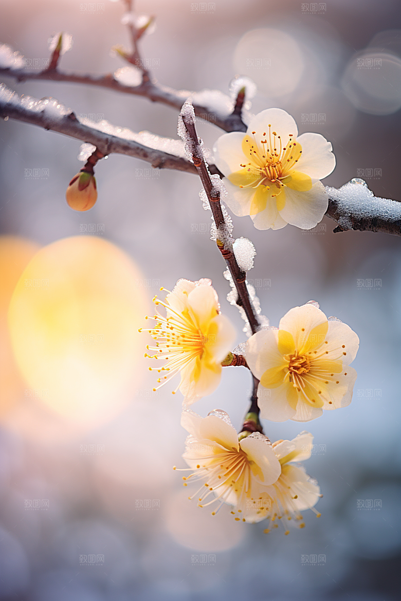 冬天腊梅花芬芳园林摄影图