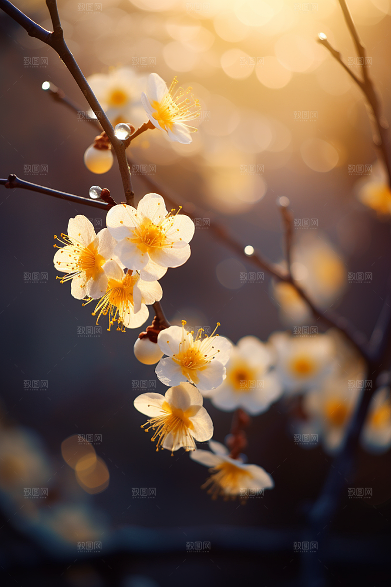 冬天腊梅花园林芬芳摄影图