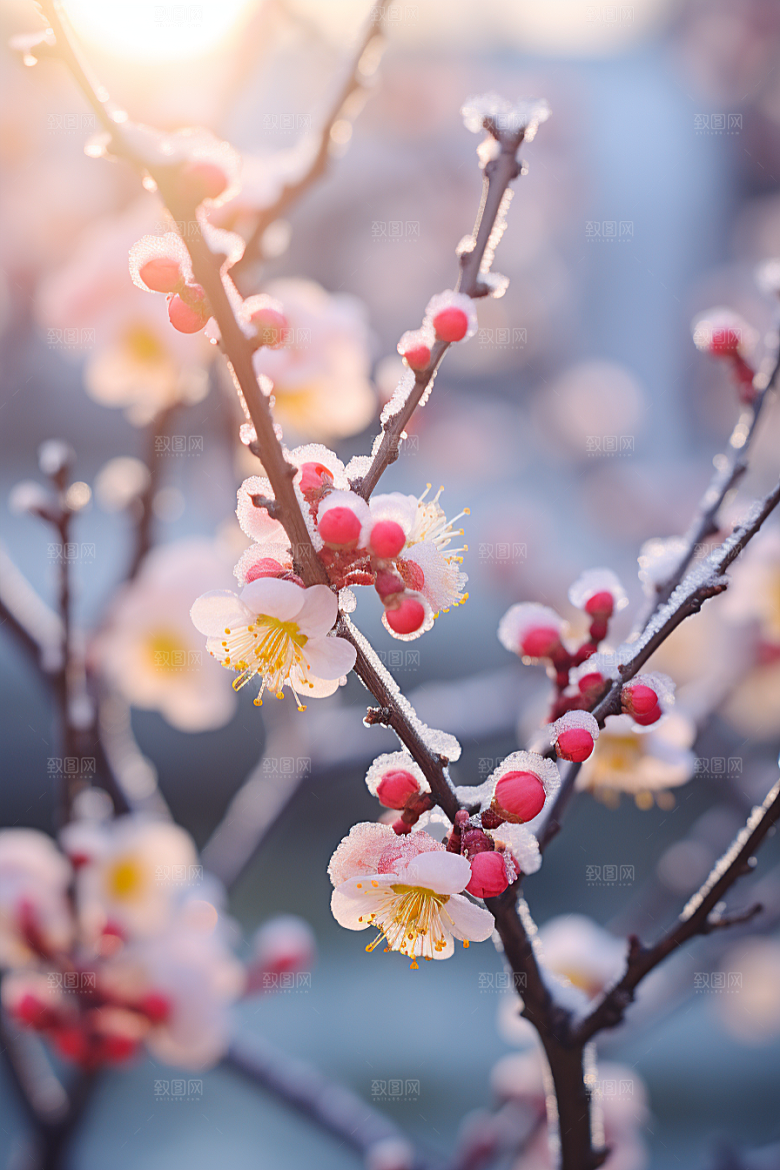 冬天腊梅花园林花卉摄影图