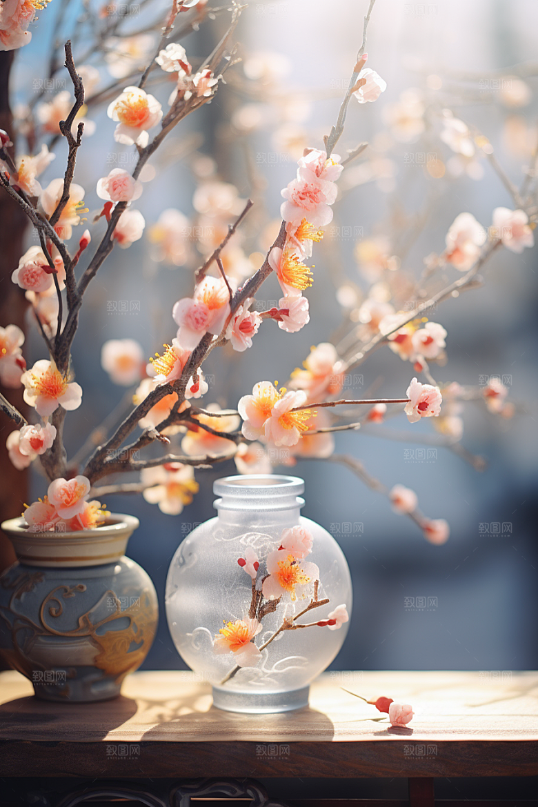 冬天腊梅花花卉寒冷摄影图