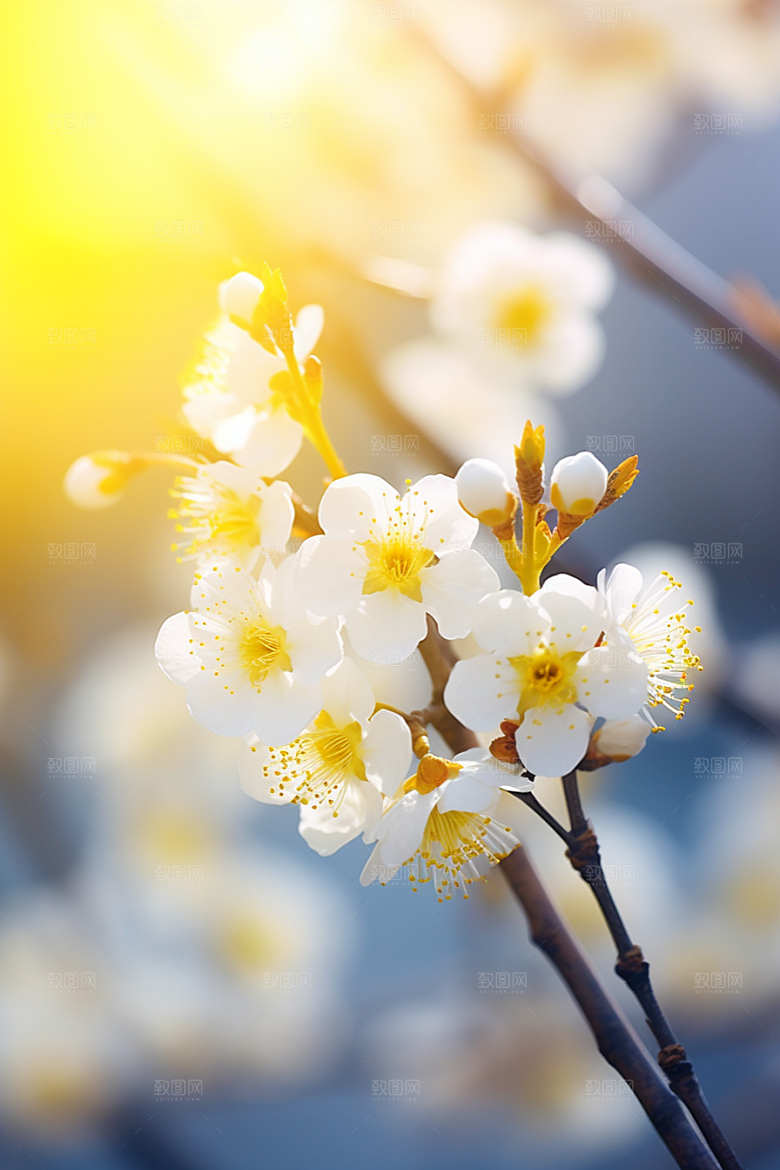 冬天腊梅花植物芬芳摄影图