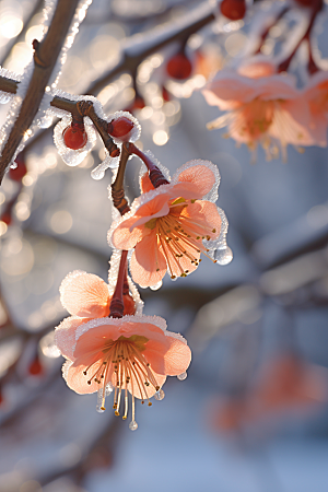 冬天腊梅花新中式花卉摄影图
