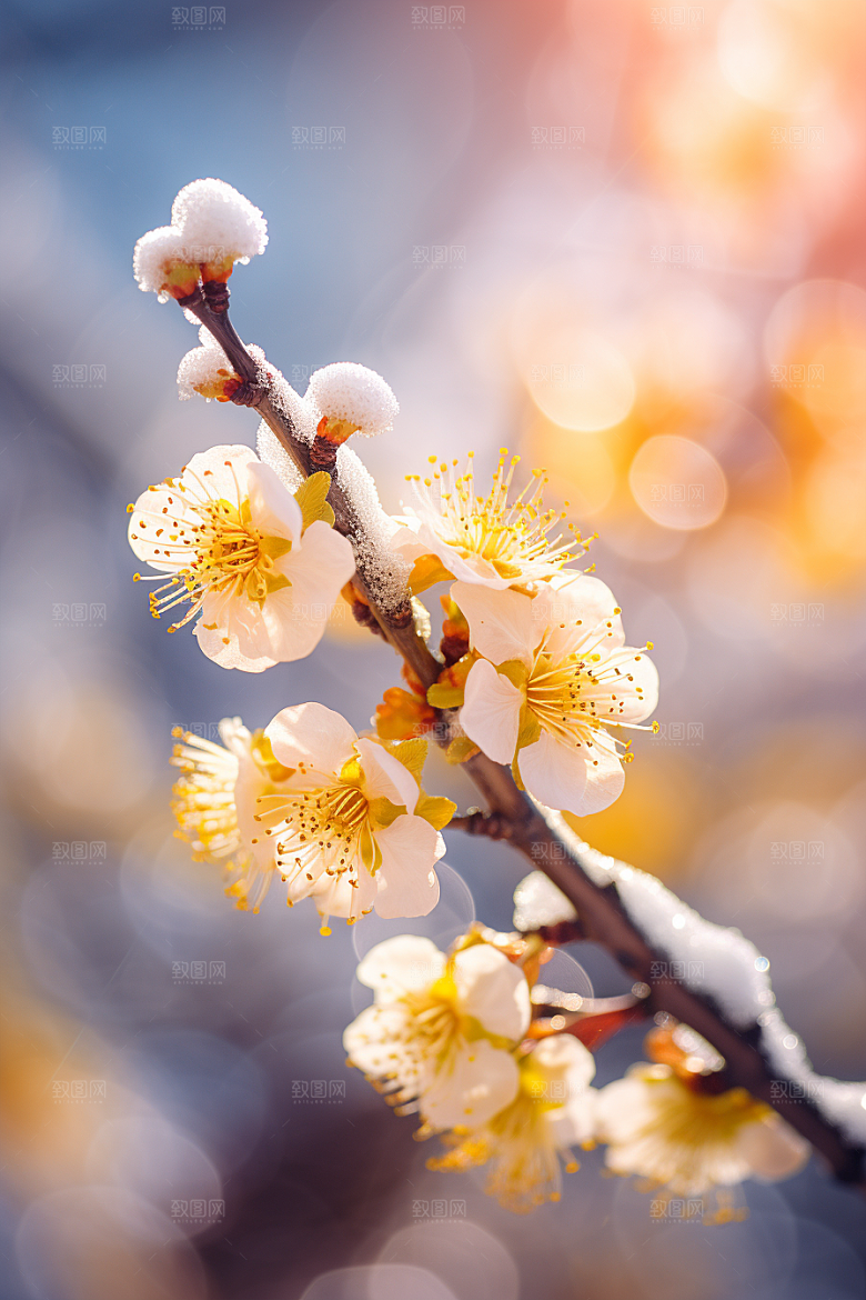 冬天腊梅花芬芳自然摄影图