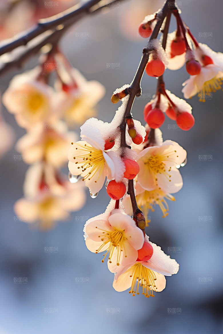 冬天腊梅花植物花卉摄影图
