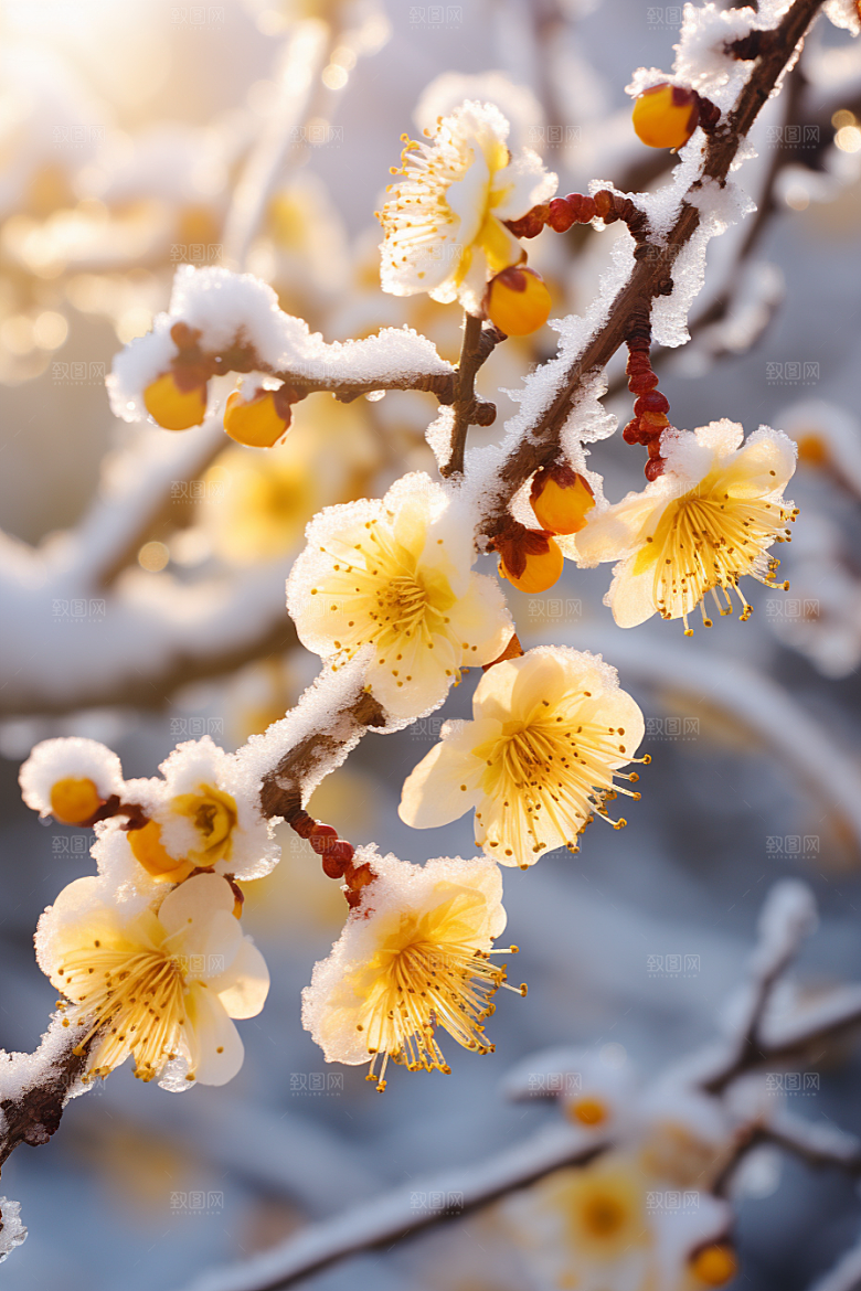 冬天腊梅花传统芬芳摄影图