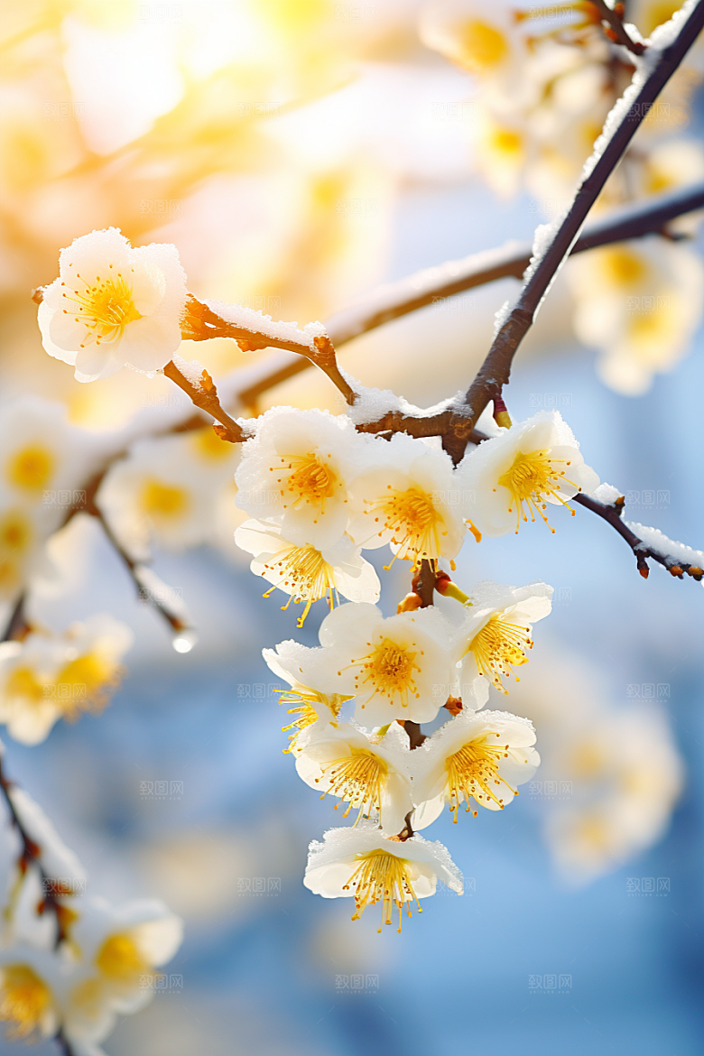 冬天腊梅花植物园林摄影图
