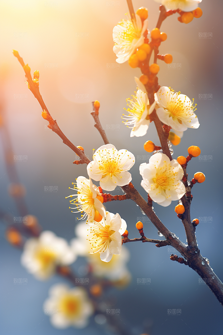 冬天腊梅花传统芬芳摄影图