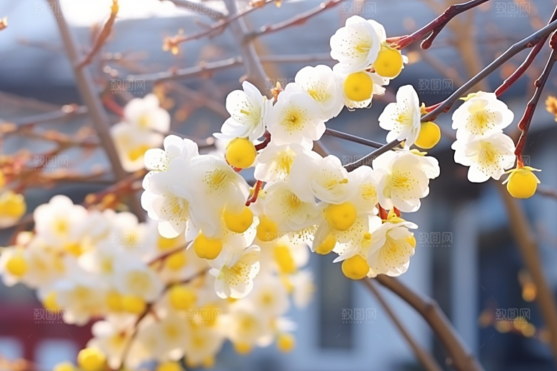 冬天腊梅花花卉冬季摄影图