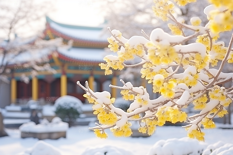 冬天腊梅花高清花卉摄影图