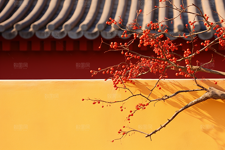 冬天腊梅花园林高清摄影图