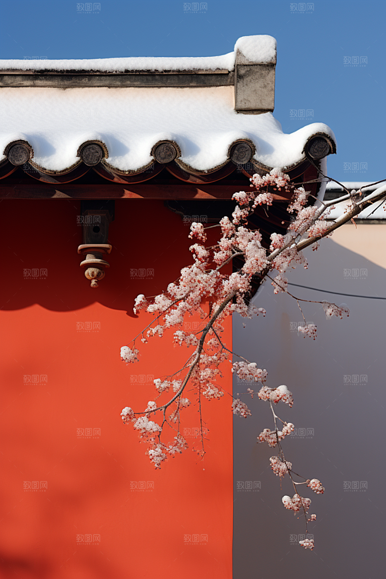 冬天腊梅花高清园林摄影图