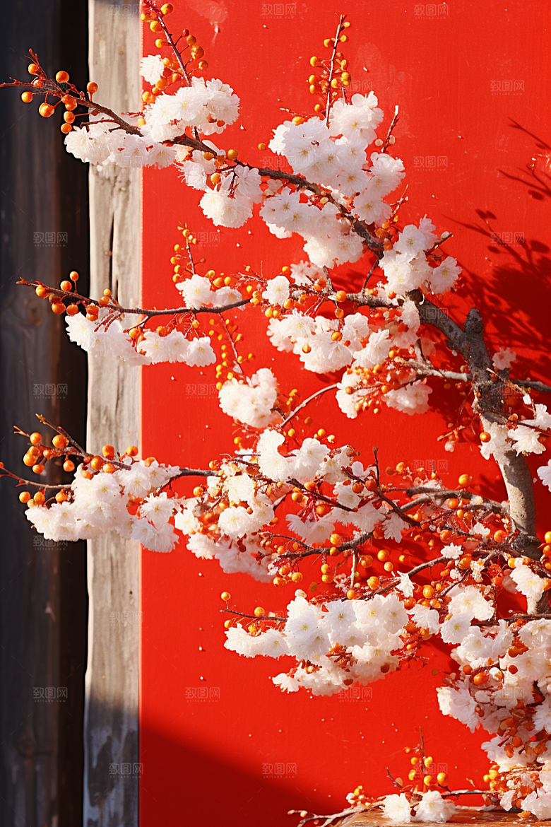 冬天腊梅花花卉中国风摄影图