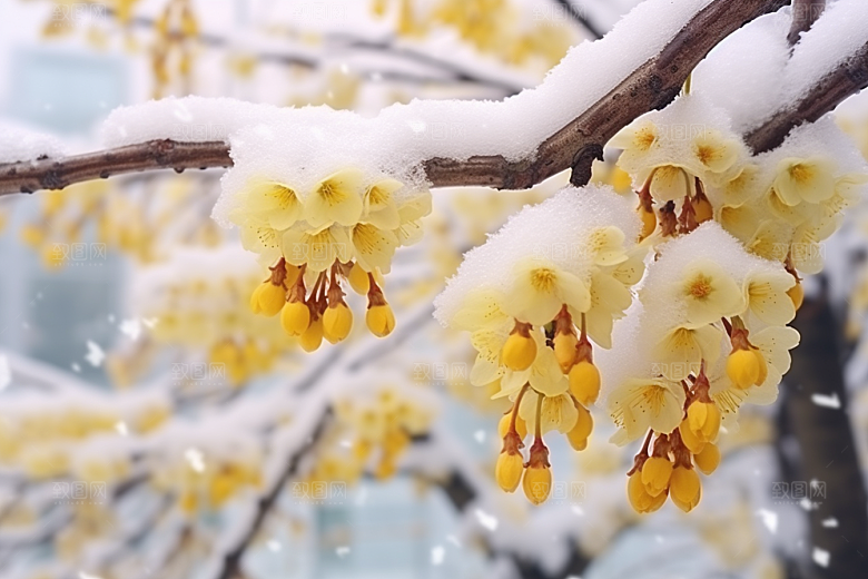 冬天腊梅花传统高清摄影图