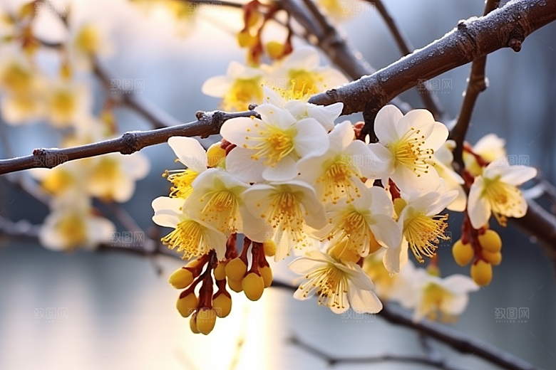 冬天腊梅花芬芳花卉摄影图