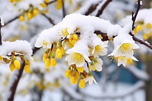 冬天腊梅花植物园林摄影图