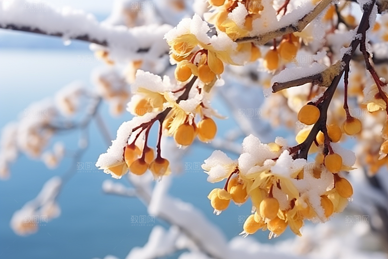 冬天腊梅花芬芳花卉摄影图