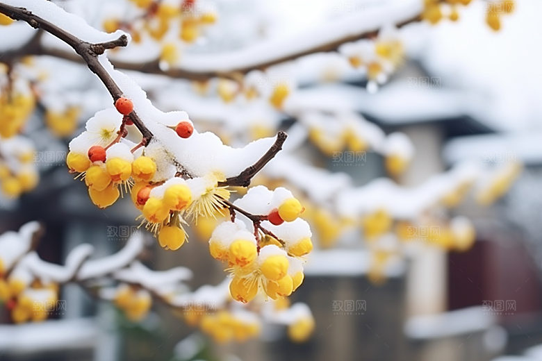 冬天腊梅花冬季优雅摄影图