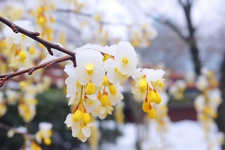 冬天腊梅花植物芬芳摄影图