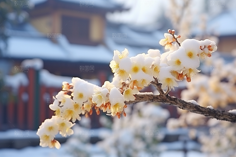 冬天腊梅花植物优雅摄影图