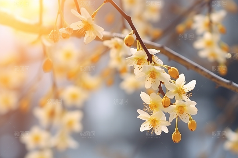 冬天腊梅花芬芳自然摄影图
