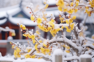 冬天腊梅花植物冬季摄影图