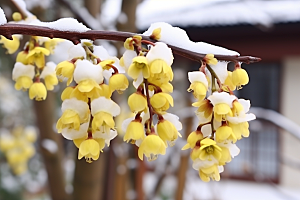 冬天腊梅花传统新中式摄影图