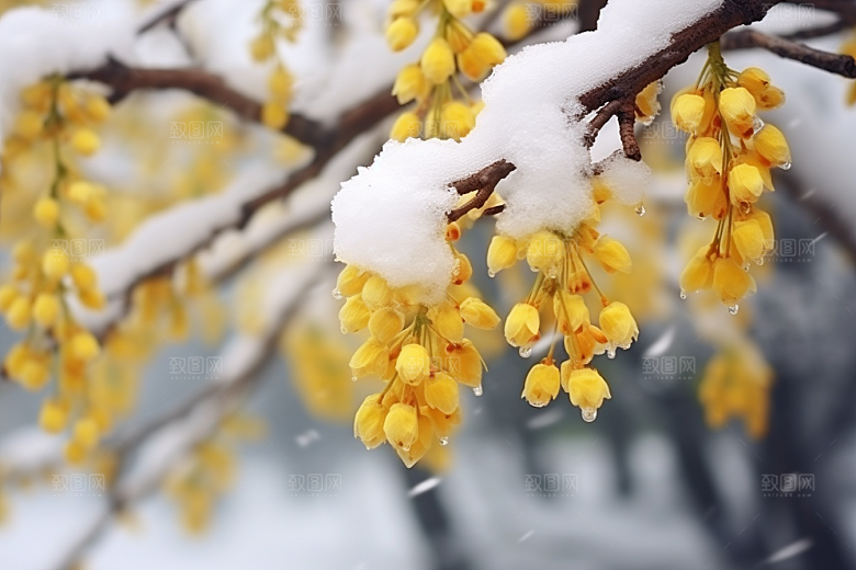 冬天腊梅花寒冷芬芳摄影图